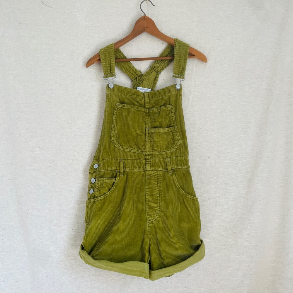 Free People Olive Corduroy Shortalls